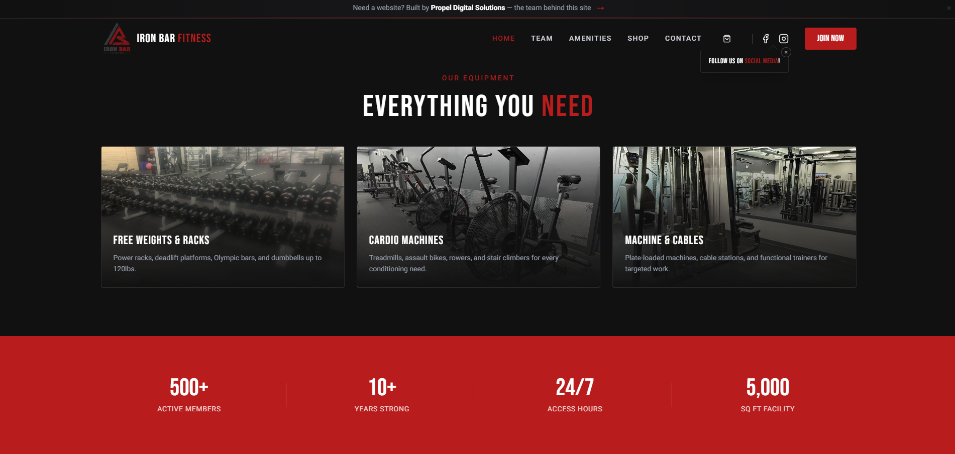 Iron Bar Fitness equipment section