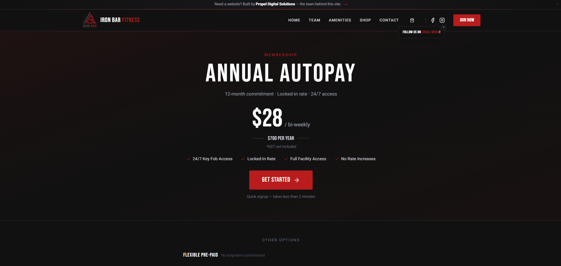Iron Bar Fitness membership pricing