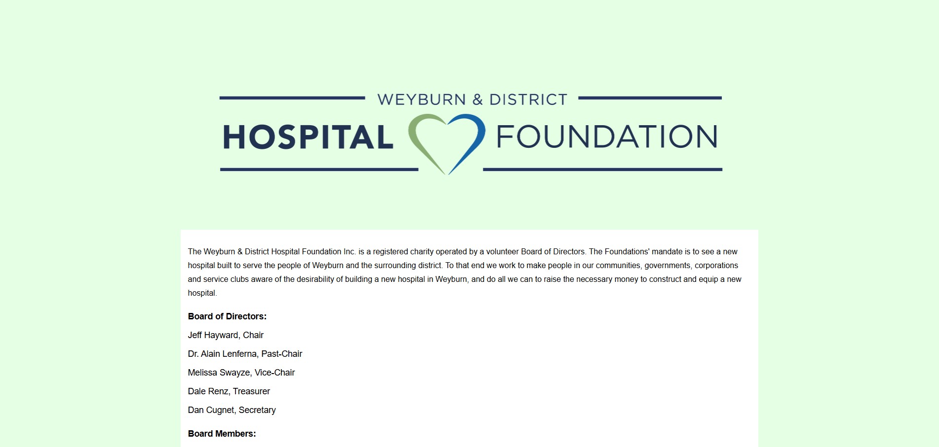 The foundation's old website — outdated design, no donation capability